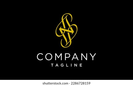 S N cursive line letter logo