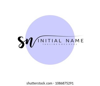 S N Initial handwriting logo vector. Hand lettering for designs.