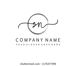 S N Initial handwriting logo vector