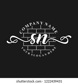 S N Initial handwriting logo vector. Hand lettering for designs.