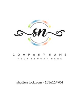 S N Initial handwriting logo vector