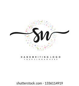 S N Initial handwriting logo vector