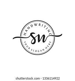 S N Initial handwriting logo vector