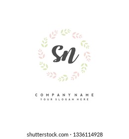 S N Initial handwriting logo vector
