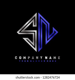 S N initial letter, modern logo design template vector 