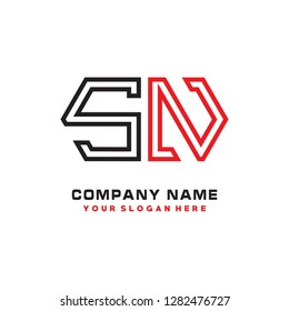 S N initial letter, modern logo design template vector 