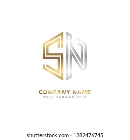 S N initial letter, modern logo design template vector 