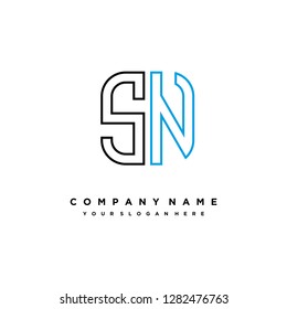 S N initial letter, modern logo design template vector 
