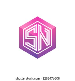 S N initial letter, modern logo design template vector 