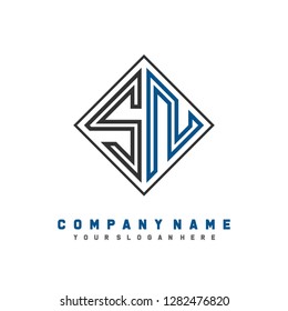 S N initial letter, modern logo design template vector 