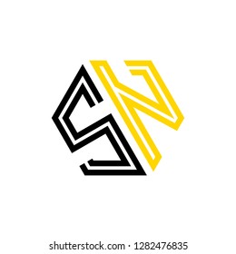 S N initial letter, modern logo design template vector 
