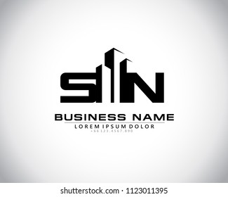 S N Initial logo concept with building template vector.