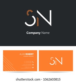 S & N joint logo stroke letter design with business card template