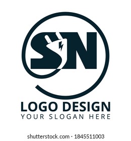 S N Letter Electrical Logo Design