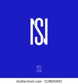 S and N letters monogram. Flat S, N emblem. Line letters, isolated on a dark blue background. Flat linear style. Web icon.