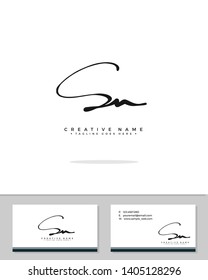 S N SN initial handwriting logo template vector.  signature logo concept