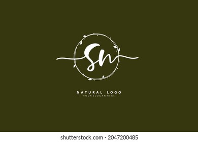 S N SN Escritura manuscrita inicial o logotipo manuscrito para la identidad. Logo con firma y estilo dibujado a mano.