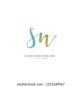 S N SN Initial letter handwriting and  signature logo concept design