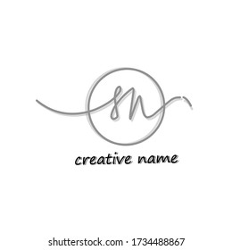 n n sn letra inicial manuscrita y logotipo de firma