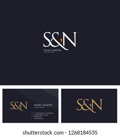 S & N, SN letters Joint logo icon and Business card vector template.
