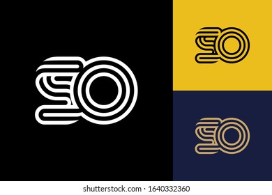 S and O combination Lines Letter Logo Creative Line Letters Design Template