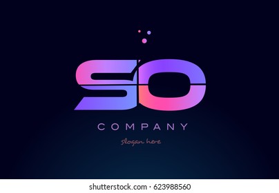 so s o creative color blue background pink purple blue magenta alphabet letter company logo vector icon design
