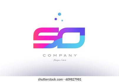 so s o  creative pink purple blue modern dots creative alphabet gradient company letter logo design vector icon template