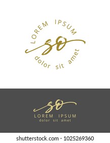 S O. Handdrawn Brush Monogram Calligraphy Logo Design