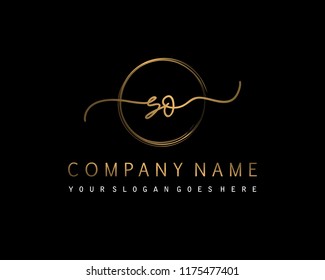 S O Initial handwriting logo vector