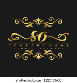 S O Initial handwriting logo vector