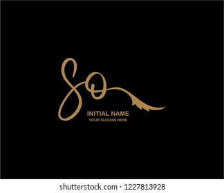S O Initial Handwriting Logo Template