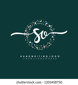 S O Initial handwriting logo vector