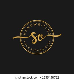 S O Initial handwriting logo vector