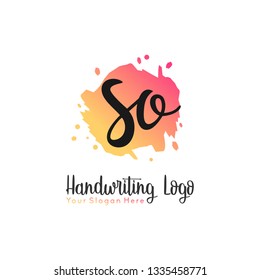 S O Initial handwriting logo vector
