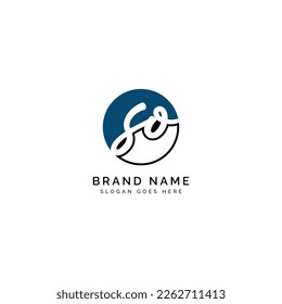 S, O, SO Initial letter handwritten and signature vector image template in round shape logo