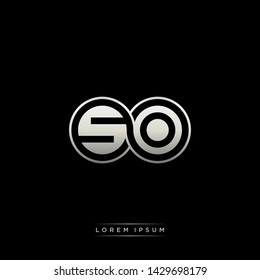 SO S O initial letter linked circle capital monogram logo modern template silver color edition