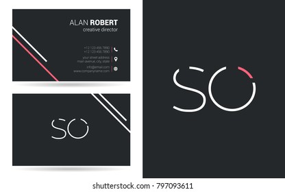 S & O joint logo stroke letter design with business card template