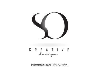 SO s o letter design logo logotype concept with serif font and elegant style. Vector illustration icon with letters S and O.