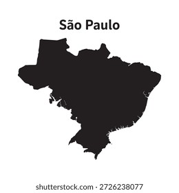Sao Paulo Brazil Mapa de silueta Negro