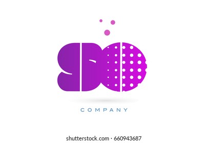 so s o pink dots dotted letter logo alphabet creative company vector icon design template