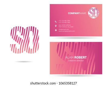 S & O waves line joint logo design with business card template