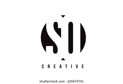 SO S O White Letter Logo Design with Circle Background Vector Illustration Template.