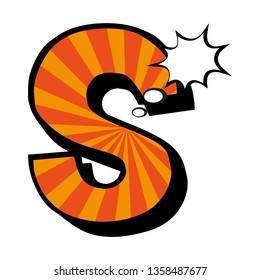 S, Orange Retro Alphabet.