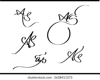 A and S Overlapped Monogram: Unique Calligraphy Logo Inspiration, Custom AS Emblem Designs for Professional Brand Identity

