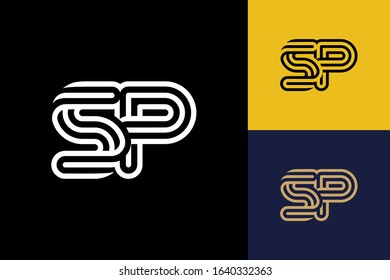 S and P combination Lines Letter Logo Creative Line Letters Design Template