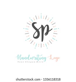 S P Initial handwriting logo vector