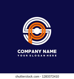 S P initial letter, modern logo design template vector 