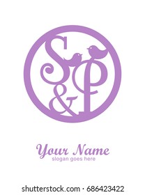S P initial wedding decorative logo template