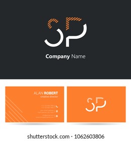 S & P joint logo stroke letter design with business card template