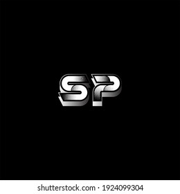 Diseño vectorial del logotipo de la letra S P sobre fondo de color negro. Monograma SP